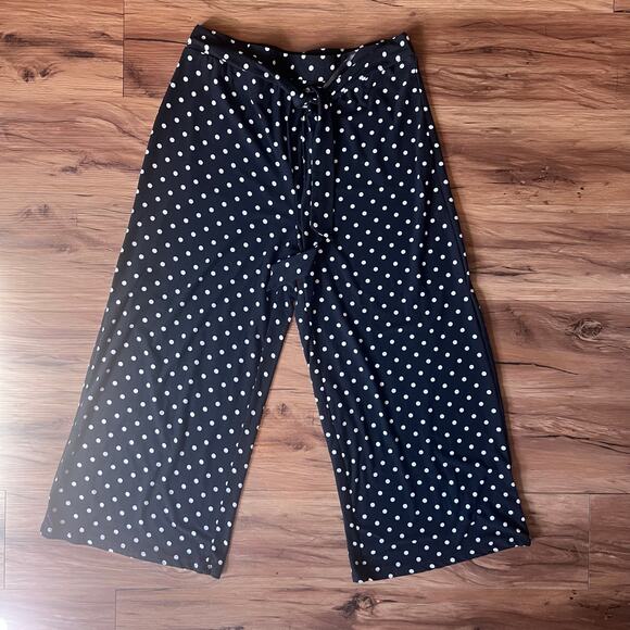 Black White Polka Dot Lightweight Lounge Pants Size Medium Bobbie Brooks - Picture 1 of 5
